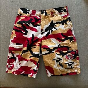 NFL San Francisco 49ers Football Fan Camouflage Cargo Shorts - Red, Black, Gold